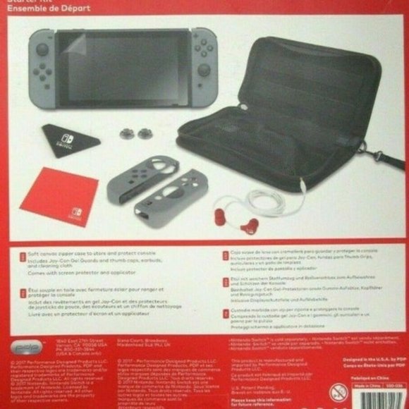 Nintendo Switch Starter Kit Travel Case, Joy Con Guards, Earbuds Grey Sealed New - Picture 11 of 12